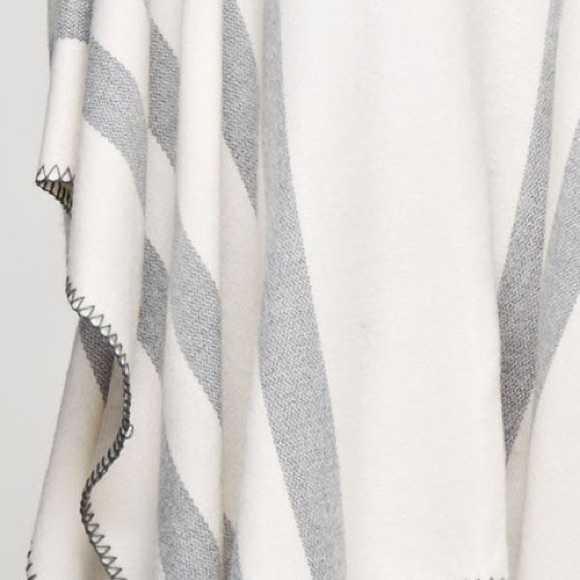 Cream Striped Blanket Stitch Oversized Poncho - Picture 7 of 7